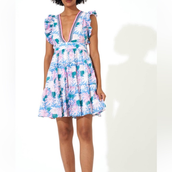 New Oliphant Cross Back Cayman Blue Mini Dress tuckernuck - Picture 2 of 7